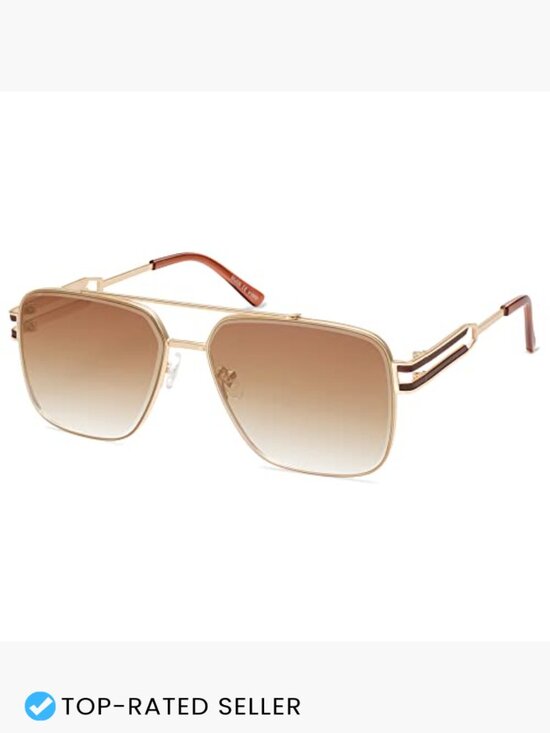 Retro Oversized Square Sunglasses Vintage Double Bridge Metal Frame Unisex UV400 main image 7